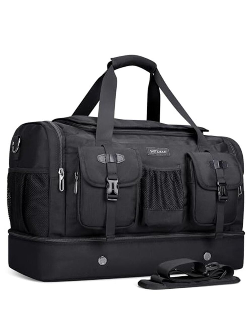 Men's 55L Nylon Travel Weekender with Shoe Compartment Duffle Bag